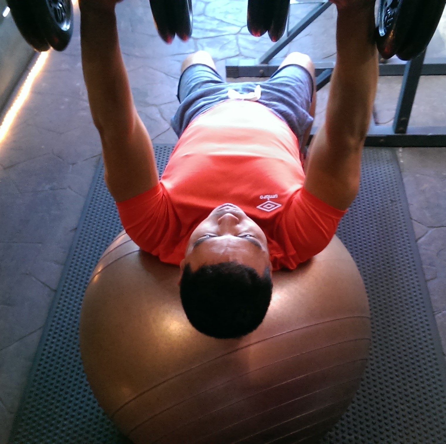 man on exercise ball